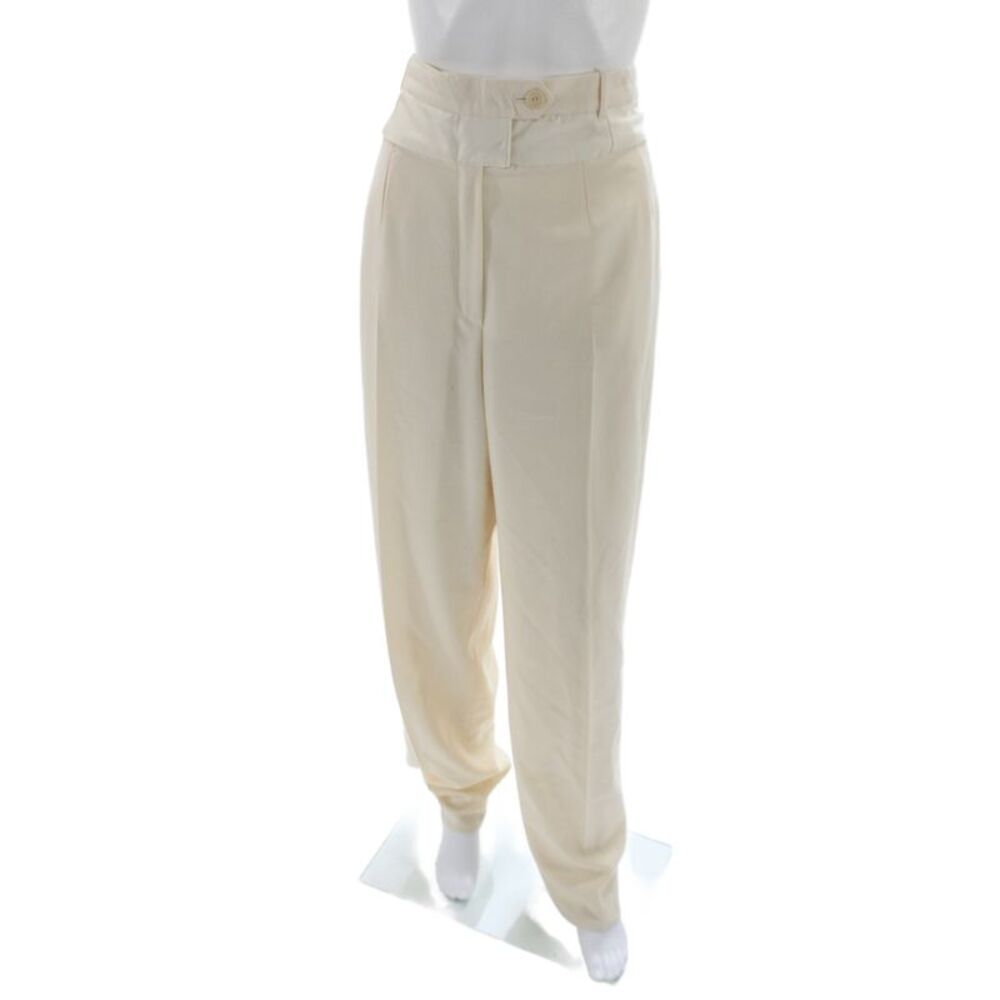 Escada Margaretha Ley Women Ivory Wool Dress Pants Button Size 46
